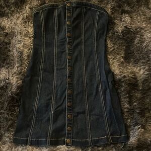 Denim Strapless Button-Down Dress
